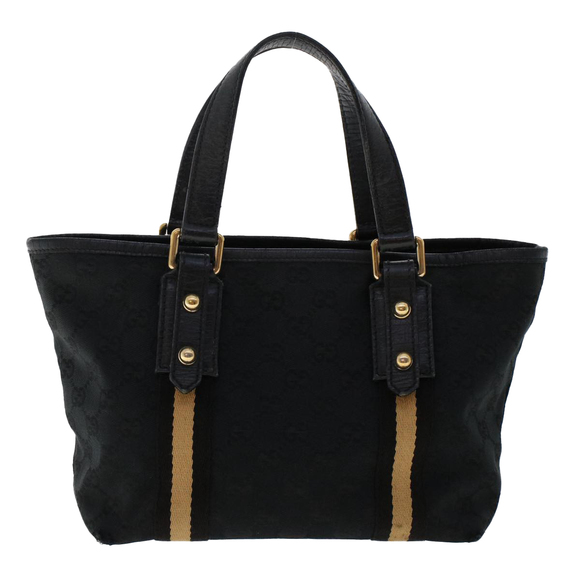 GUCCI GG Canvas Sherry Line Hand Bag Black White 139261 Auth 50162 - Picture 2 of 16